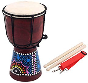 Alnicov Traditionelles Musikinstrument, 10,2 cm lang, afrikanisches Djembe-Trommel aus Ziegenhaut