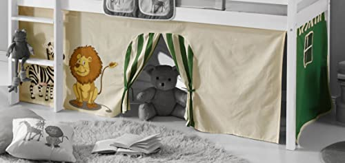 Vorhang Bettvorhang Vorhangstoff für Kinderbett Etagenbett Hochbett 3 teilig, Vorhangstoff:Jungle