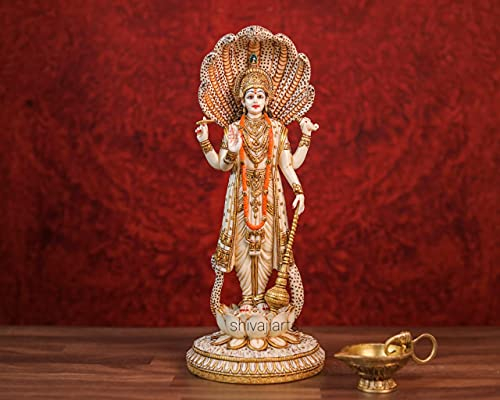 SHIVAJI ARTS Vishnu Statue, Lord Vishnu Statue, 31,8 cm Hindu-Gott Vishnu Figur, Vishnu Bhagwan, Indischer Gott, Narayana, indische Kunst, Geschenke, Idole, Hindu-Geschenk