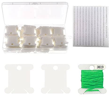 YIXISI 100 Pezzi Bobine di Filo da Ricamo, Farfalle Avvolgifilo, Scatola organizer per filo da ricamo, con Scatola Portaoggetti e Numeri di Adesivi, per Cucito, Bianca