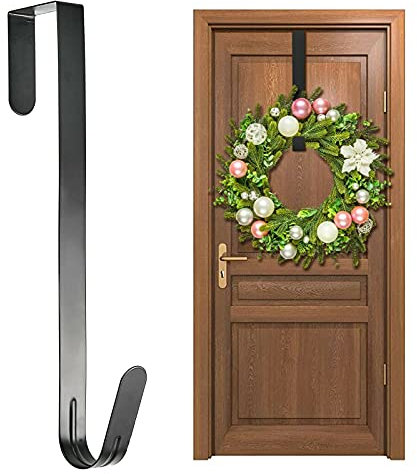 ZENO Door Wreath Hanger | Wreath Hanger for Front Door | Wreath Hanger | Black Wreath Hook | Multi Purpose Hook | Fits All Doors & Wreaths | Christmas Wreath Hanger | Christmas Wreath Hook