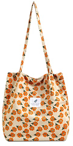 Makukke Tote Bag Aesthetic - Umhängetasche Damen, Cord Tasche Damen Schultertasche stofftaschen Shopper Damen Henkeltasche für Alltag, Büro, Schulausflug und Einkauf