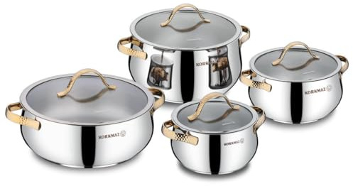 KORKMAZ SAMARA GOLD BATTERIE DE CUISINE 8 PIECES