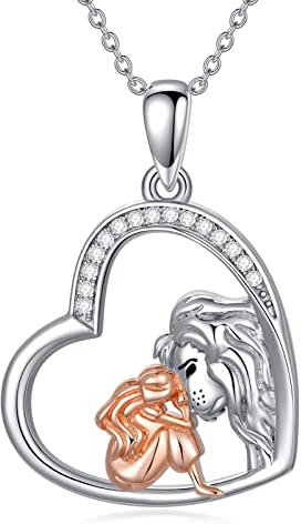ONEFINITY Löwenmädchen Halskette 925 Sterling Silber Löwenmädchen Anhänger Schmuck Geschenke für Frauen Mädchen