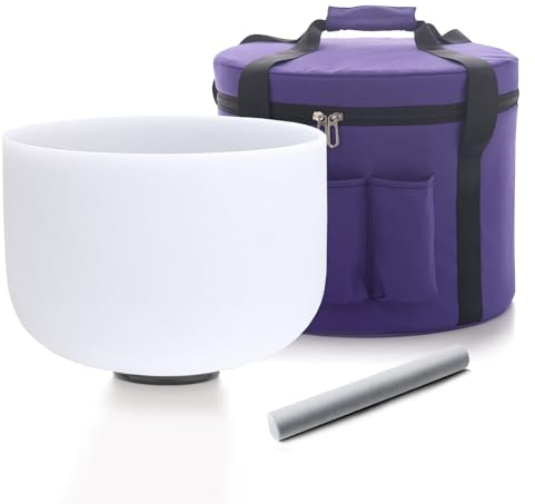 Hye-eun Kristall Klangschalen zur heilung,B Note Crown Chakra 12 Zoll Quarz Crystal Singing Bowl mit Tragetasche