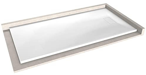 Bernstein Duschtasse 80x180 cm Weiß matt GT-Serie aus SMC, Flache Duschwanne 2,6 cm, Rechteckiges Duschbecken in Steinoptik