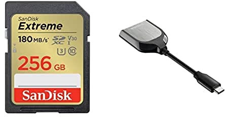 SanDisk Extreme 256GB UHS-I SDXC card + RescuePro Deluxe with the SanDisk USB Type-C Reader for SD UHS-I and UHS-II Cards