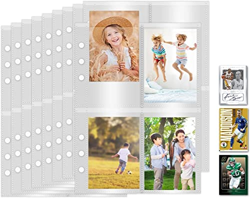 HIMOMO 100 Stück 400 Taschen Fotohüllen,Taschen Pokemon Karten Hülsen Sammelkarten Hüllen 6 Löcher A5 Neutrale Sammelhüllen für Ordner und Ringbücher
