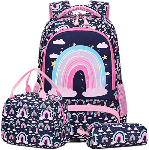 Jumpopack Rucksack Teenager Mädchen Schulrucksack Mädchen Teenager Schultaschen Set Mädchen Kinder Schulranzen Regenbogen Tasche