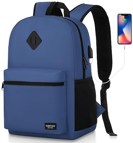 YAMTION Rucksack für Jungen, 17,3 Zoll (43,9 cm), mit USB-Port, für Universität, lässig, Business