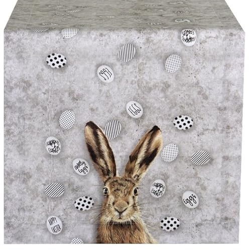 ZauberDeko Tischläufer Hasenmotiv Grau Braun 100% Baumwolle Tischdecke Ostern Frühling 40x150cm