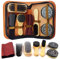 Frdun Kit d'entretien de chaussures pour chaussures de voyage, avec étui élégant en cuir synthétique pour homme