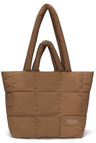 DKIIL NOIYB Puffy Tote Bag für Damen Puffer Bag aus Baumwolle Gesteppte Shopper Tasche Große Hobo Tasche Einfarbige Stepptasche Umhängetasche Große Einkaufstaschen