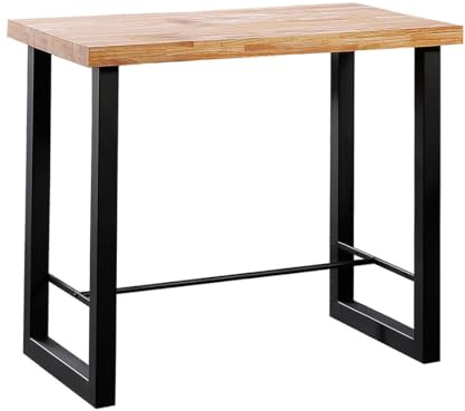 Home Heavenly® - Mesa Alta Industrial Darek 120x70 cm, Mesa de Bar o Cocina, Mesa de Madera y Patas metálicas en ‘U’ con reposapiés. (Roble Nordish - Negro)
