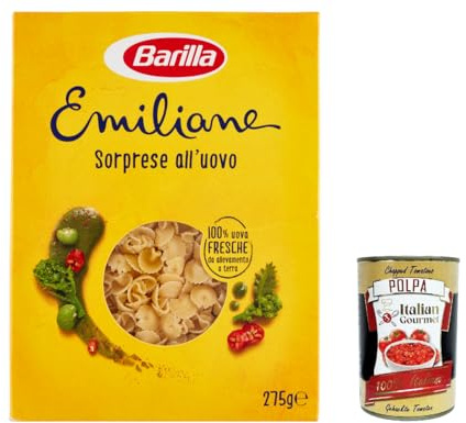 Italian Gourmet Le Emiliane Sorprese Pasta all'Uovo Eiernudeln 5 x 275g | Sfoglia ruvida per sughi ricchi; traditionelle Form, ideal für, Gesamtnettogewicht 1,375 kg + Kostenlos Polpa 400g