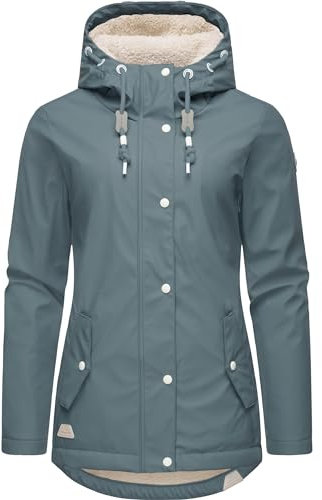Ragwear Damen Winterjacke Kurze Regenjacke wasserdicht warm gefüttert mit Kapuze Marge Grey23 Gr. XXL