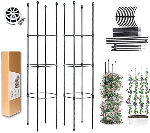 LIBRNTY 2 pièces Obélisque de Jardin,Support de Plantes de Grimpantes,Treillis Fleur Soutien de Arche de Jardin en Forme de Tour pour Le Jardin,Support de Fleur et de Plantes grimpantes