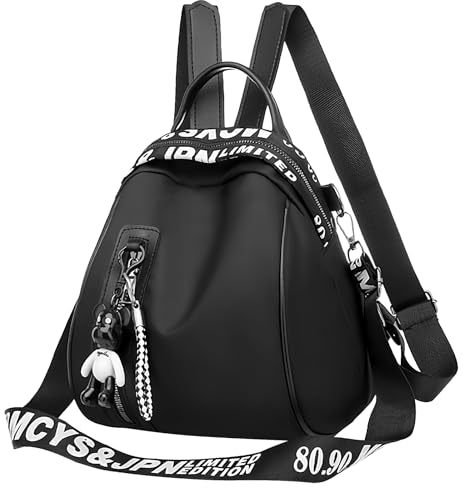 Eshow Rucksack Damen Klein, Elegant Cityrucksack Tagesrucksack, Kleine 3 in 1 Rucksackhandtasche für Mädchen Und Frauen, Anti-Diebstahl Rucksacktasche Modern für Pendeln Schule Arbeit Reise Schwarz