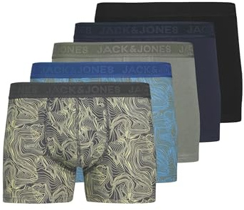 JACK&JONES Herren JACCAMERON Trunks 5 Pack Boxershorts, Asphalt/Pack:True Blue-Night Sky-Castor Gray-Black, XXL