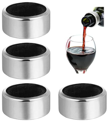 Ryaupy 4PCS Edelstahl Glossy Red Wine Bottle Rings - Wiederverwendbar Tropfenfänger - Weinzubehör für Home Bar Restaurant