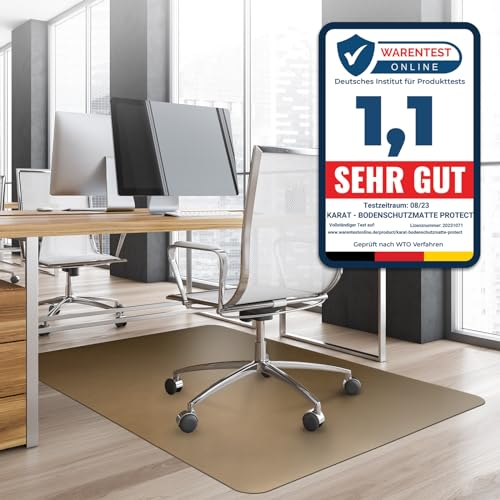 Bodenschutzmatte Bürostuhl, Schreibtischstuhl Unterlage transparent, Unterlage Schreibtisch Schutzmatte, Bodenschutzmatten für Bürostühle, 90 x 120 cm für Hartböden (Perlgold)