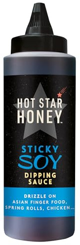 Hot Star Honey Sticky Soy Dipping Sauce - Garlic & Soy Honey Sauce - 325g | 100% Natural, No Additives – Perfect for Asian Finger Food, Spring Rolls & Chicken – Made in UK
