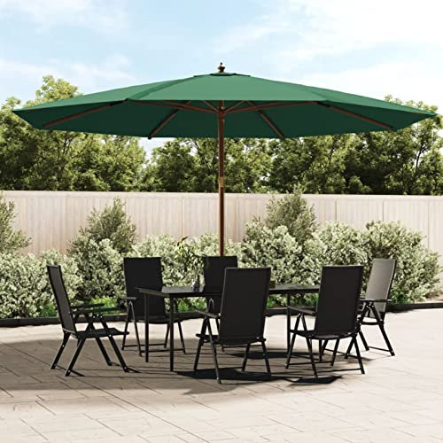 ShGaxin Parasol de Jardin avec mât en Bois Vert 400x273 cm,Parasol De Jardin Exterieur,Protection UV