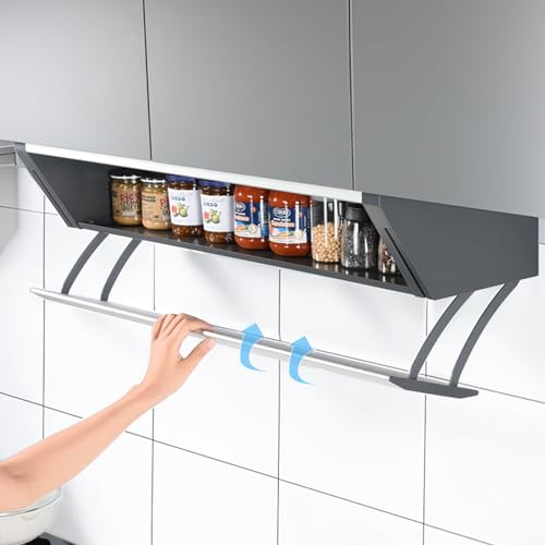 2 niveaux Tablettes rabattables, Aluminium Descente Rack à épices, Organisateur de rangement sous l'armoire, pour le garde-manger, l'armoire et le placard, Peut supporter jusqu'à 22lbs ( Color : D12.2