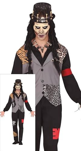 FIESTAS GUIRCA Voodoo Priester Halloween Kostüm Herren – Schamane Hexer Voodoo Doctor Kostüm – Voodoo Arzt Kostüm Herren Halloween L 52-54