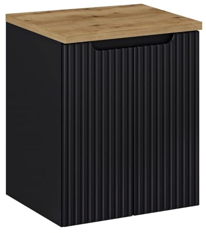 Lomadox Mobile per lavabo 50 cm, in rovere scanalato, 2 ante (larghezza x altezza x profondità) ca. 50,4/59,5/40