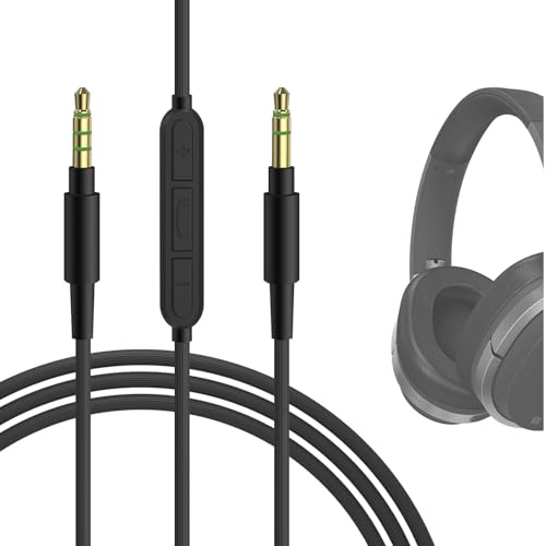GEEKRIA Audiokabel mit Mikrofon, kompatibel mit Edifier STAX SPIRIT S5, W800BT Kopfhörerkabel, 1/8 Zoll (3,5 mm) auf 3,5 mm Ersatz-Stereokabel mit Inline-Mikrofon und Lautstärkeregler (4 Fuß/1,2 m)
