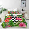 ANHOPE Tropisch Flamingo Blume Blatt Bettwäsche Set 3 Teilig Weich Bettbezug 155x220 cm & 2 Kissenbezug 80x80 cm Microfaser Bettbezüge Set mit Reißverschluss Bettdeckenbezug für Kinder Mädchen