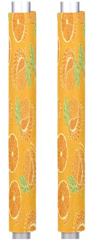 GeMeFv Set di 2 coperture per maniglie della porta del frigorifero, arancione astratto, decorazione per la cucina, protezione per frigorifero, microonde, lavastoviglie, coperture antiscivolo