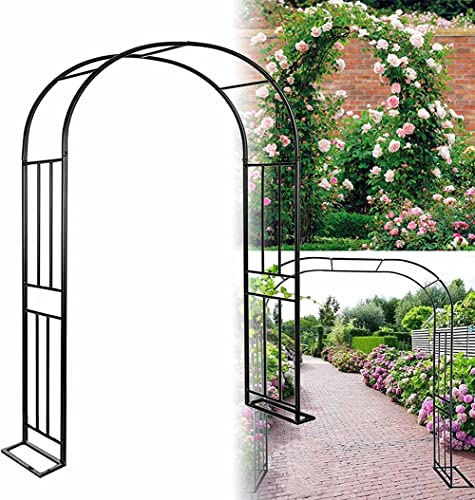 Gartenbogen Gartenbogen Breite 150/180/300cm Rosenbogen Metall Pflanzbogen Kletterpflanzen Pavillon Gestell mit Standfuß Schwarz für Außen Eingangstür B2.4M*H2.4M