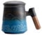 ZENS Tasse à Thé avec Infuseur et Couvercle, 500 ML – Tasse en Céramique Gaufrée pour Thé en Feuilles, Poignée en Bois – Mug avec Filtre pour Amateurs de Thé,Bleu