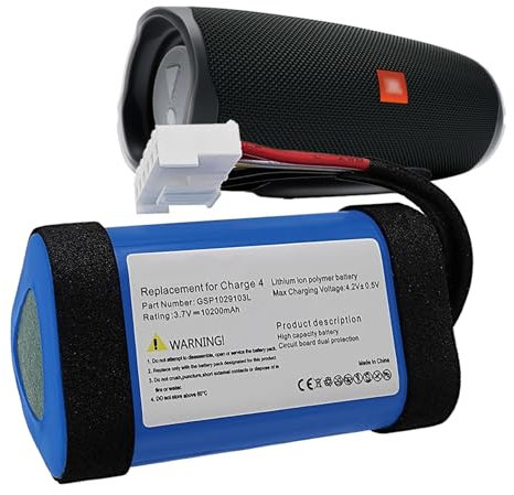 10200 mAh GSP1029103L Battery Compatible with JBL Charge 4 Waterproof Bluetooth Speaker Battery Part NO Charge4 ID998 1INR19/66-3 SUN-INTE-118 IAA011NA IY1068 (Not for Charge 4Q)