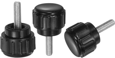 QUARKZMAN 20Pcs M3 x 10mm Bouton Moleté à Filetage Mâle, Vis à Pouce Boutons de Serrage Poignée 14mm Boutons à Tête Ronde en Plastique Vis à Pouce, Noir