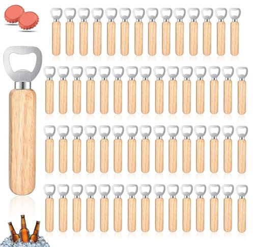 60 Pièces DéCapsuleur En Bois, Poignée Bois Ouvre Bouteille, Ouvre-Bouteille De BièRe pour Bar, Maison, Cuisine, Hommes Cadeau Fête des Pères