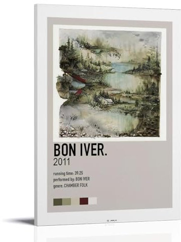 ZBSXLBNG Bon Iver Poster Dekorative Malerei Leinwand Wandkunst Wohnzimmer Poster Schlafzimmer Malerei 16x24inch(40x60cm)