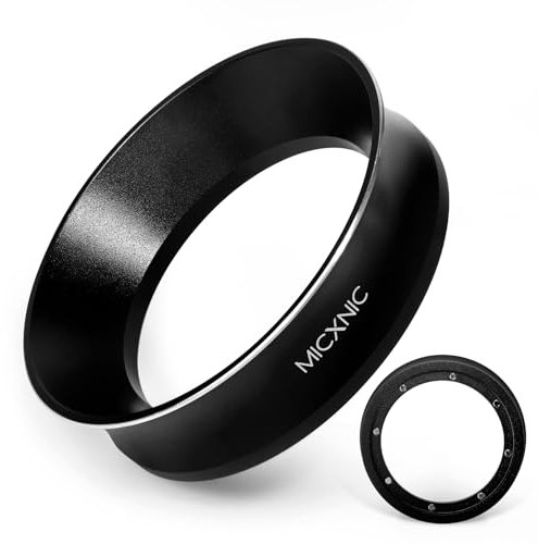 MICXNIC 58mm Dosing Funnel, Espresso Dosing Ring with 8 Magnetics, 2cm Taller Coffee Dosing Funnel for 58mm Portafilter, Barista Machine Aluminum Accessories, Black