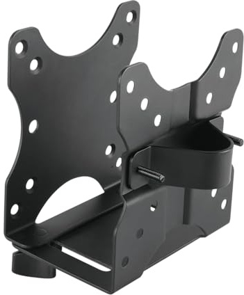 electriQ Adjustable Mini PC Mount Bracket | Under Desk or Pole Installation | Heavy Duty Steel Construction | Adjustable Width for Small Form Factor PCs | VESA Compatible Plate | Space Saving Setup