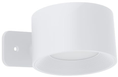 EGLO LED Wandleuchte innen Muraglie, Akku Wandlampe mit Wandhalterung, kabelloser Wandstrahler Touch dimmbar, aufladbar per USB, rund, Kunststoff in weiß, warmweiß - kaltweiß