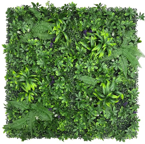 DOPGIB Artificial Green Boxwood Grass Wall Panels: 20x 20(12P) UV Protected Ivy Privacy Hedge Fence Screen for Chain Link Fences Indoor,Outdoor Patio Balcony & Garden