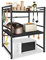 VANCHEMO Mikrowellen Regal 3-Stufig Verstellbares Mikrowellenregal Ausziehbares Mikrowellenständer Mikrowellenhalter Küchenorganizer ständer mit Stauraum für Mikrowellen mit Haken, Schwarz