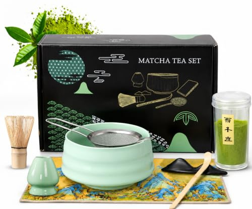 IFEMIX Matcha Kit Completo De 7 Piezas, Kit Matcha Japonés Con Chasen De Bambú, Cuenco Y Accesorios, Kit Te Matcha Premium, Kit Matcha Ceremonial Para Amantes Del Té Matcha Y De La Vida Sana