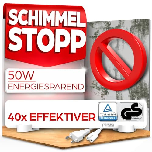 HEIMWERT Anti Schimmel Heizung mit Spezial Infrarot Schutzmembran - Tötet Schimmel besonders energiesparend und chemiefrei in Wand, Tapete, Bad, Keller ab - Anti Mold Dry 50w (Weiß)
