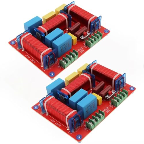 DriSentri 2pcs 3 Way Crossover for Speaker, 400W Adjustable 4-8 Ohm 3 Way One High & Two Low Frequency Divider, HiFi Speaker Crossover