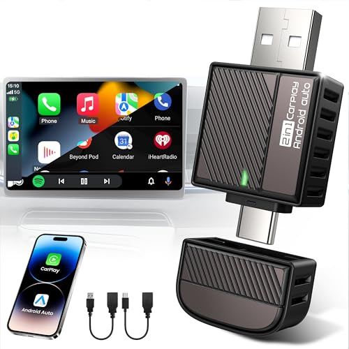 Wireless Android Auto & CarPlay Adapter 2-in-1, 2026 Upgraded UK Apple Car Play Dongle [Mini, Latency-Free, Auto Connect] Convert Wired to Wireless via USB-A/C, Plug & Play, Fit for 2016+ Cars -Black