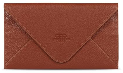 Otto Angelino Schlanke Geldbörsen-Clutch aus echtem Leder – Mehrere Fächer für Geld, Ausweis, Karten, Smartphone, RFID-Blockierung – Unisex