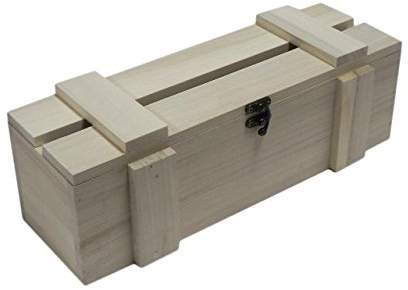 Wooden Box Wine Bottle Case Crate Storage Unpainted Decoupage Craft Long Gift